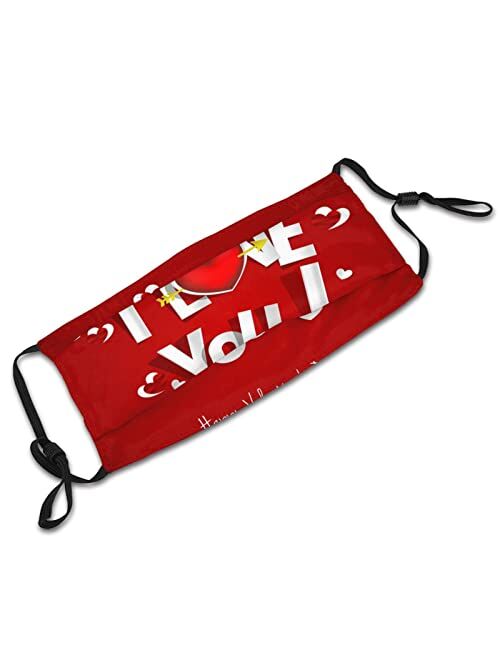 Viekucool Valentines Day Face Mask with Filter Pocket Fashion Adjustable Washable Reusable Balaclava Face Mask Unisex