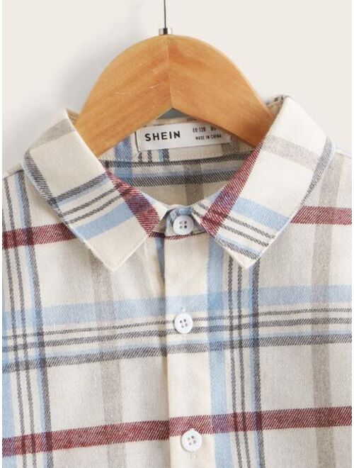 SHEIN Boys Plaid Button Front Shirt