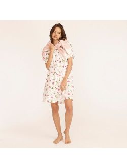 Smocked cotton poplin sleep dress in rosebud floral
