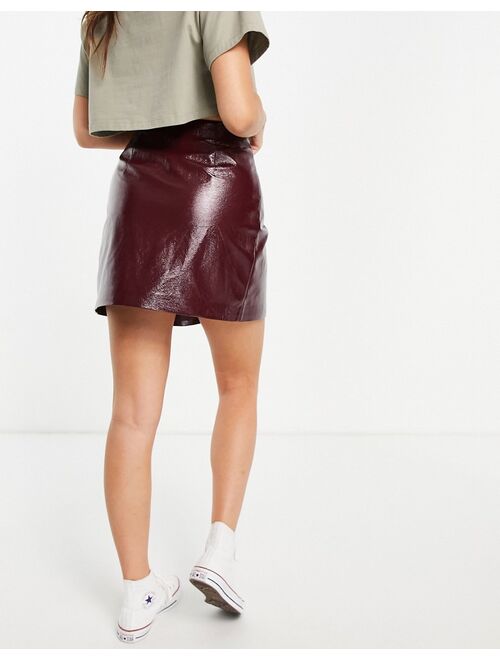 Topshop A line vinyl skirt in burgundy