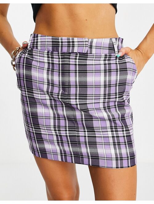 Topshop mini skirt in lilac plaid