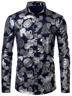 Paisley Long Sleeve Party Wear Slim Fit Shirt