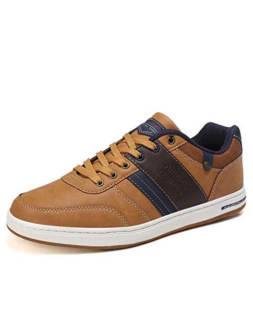 AX BOXING Mens Fashion Sneakers Low Top Casual Shoes Leather Breathable Walking Shoes