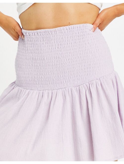 ASOS DESIGN mini skirt with shirred waist in lilac
