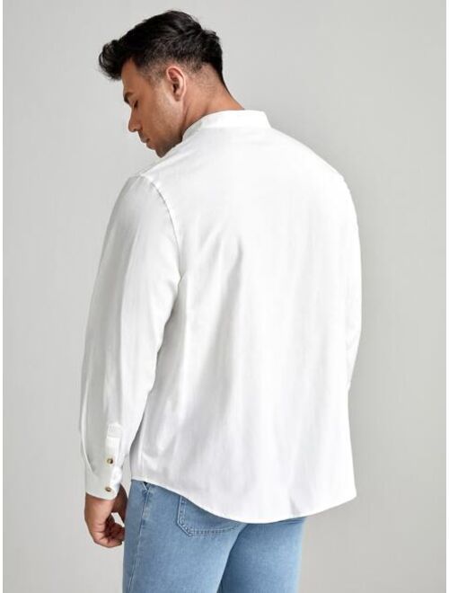 Shein Extended Sizes Men Solid Curved Hem Shirt