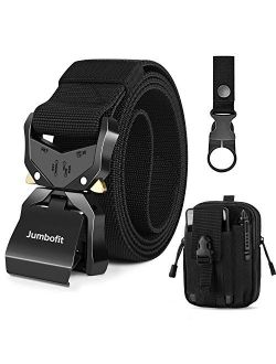 Jumbofit Tactical Belt for Men and Women, Military Work Belt Nylon with Quick-Release Buckle, Gift with Molle Pouch & Clip