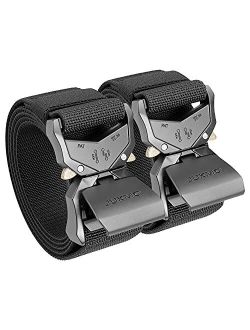 Tactical Belt, 2 Pack Military Hiking Rigger 1.5" Nylon Web Work Belt with Heavy Duty Quick Release Buckle