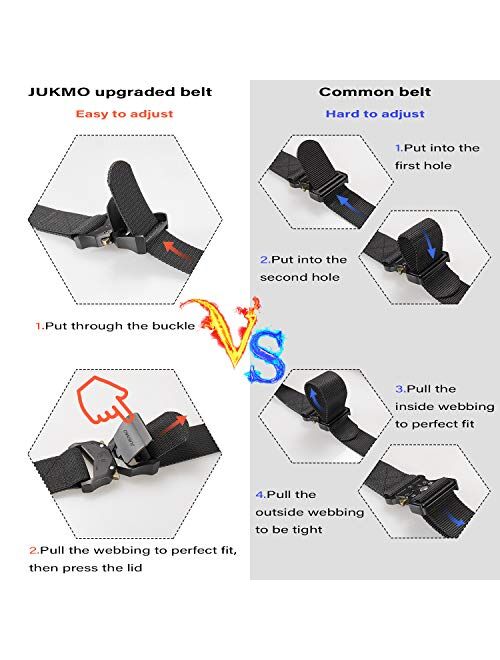 JUKMO Tactical Belt, 2 Pack Military Hiking Rigger 1.5" Nylon Web Work Belt with Heavy Duty Quick Release Buckle