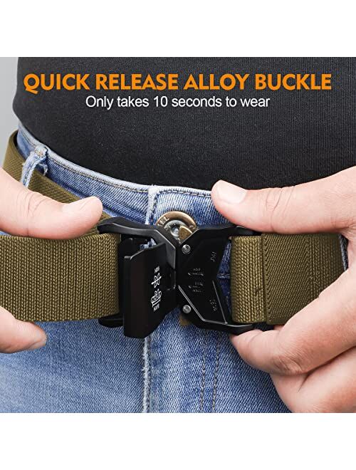 Bestkee Tactical Belt, Military Belt Rigger 1.5 Inches Nylon Webbing Belt with Heavy Duty Buckle, Gift with Molle Pouch & Hook