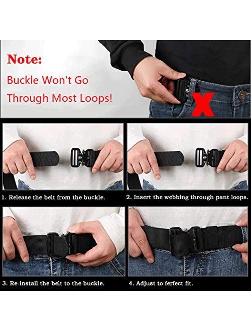MOZETO Men's Tactical Belt, Black Utility Work Nylon Gun Belts for Men Concealed Carry with Heavy Duty Quick-Release Buckle