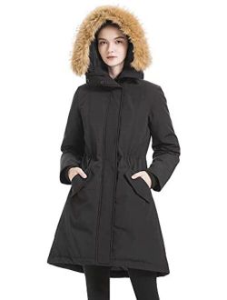 Women's Waterproof Thickened Down Parka Coat with Royal Fur 90% Down Coat