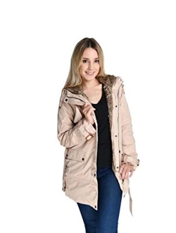 Beinia Valuker Women's Winter Trench Coat with Detachable Fur Lined Hooded Parka