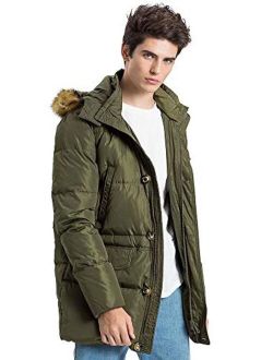 Beinia Valuker Men's Down Coat With Fur Hood With 90% Down Parka Puffer Jacket