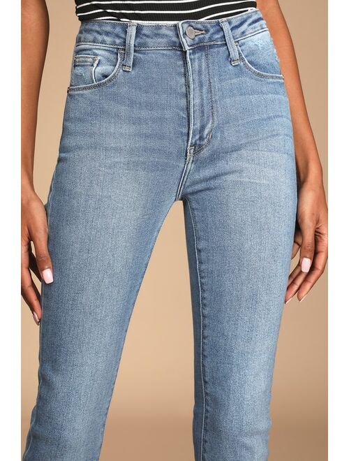 Just Black Trend Takeover Medium Wash Denim Raw Hem Straight Jeans