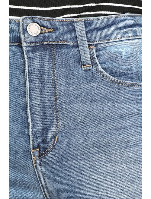 Just Black Trend Takeover Medium Wash Denim Raw Hem Straight Jeans