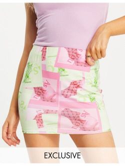 ASYOU colorful spliced print mini skirt in multi - part of a set