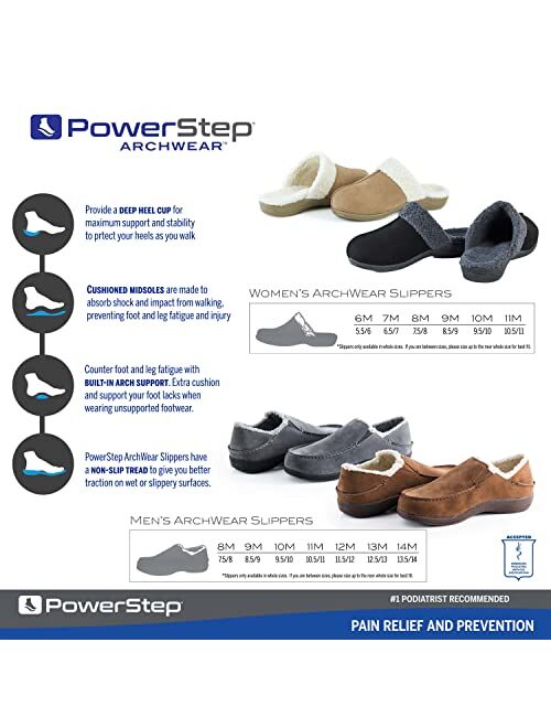 Powerstep Men's ArchWear Slipper, House Shoes, Orthotic Slippers With Arch Support, Plantar Fasciitis Pain Relief, Slippers for Men, Indoor Outdoor