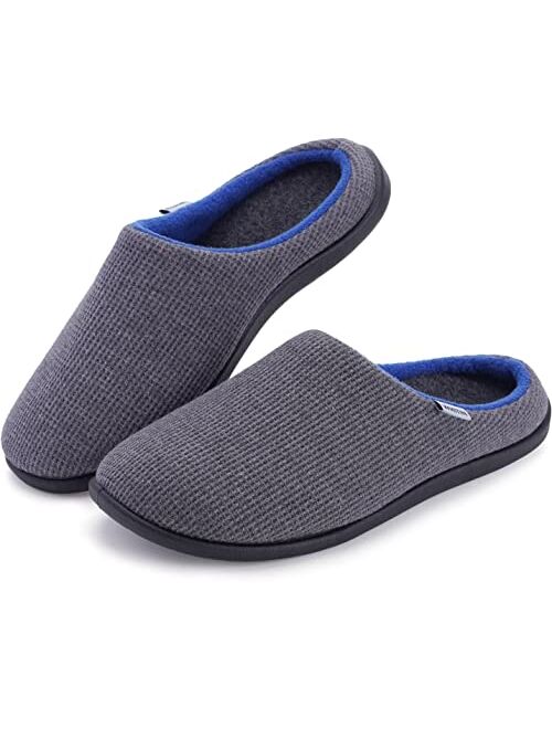 Buy WHITIN Men's Knit Slippers with Arch Support Warm Slip On Bedroom ...