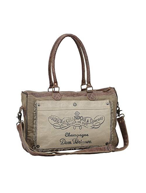 Myra Bags Champagne Upcycled Canvas Messenger Bag S-0903