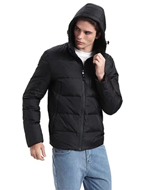 Valuker Men's Down Jacket With Hood 90% Down Coat Puffer Jacket Hooded