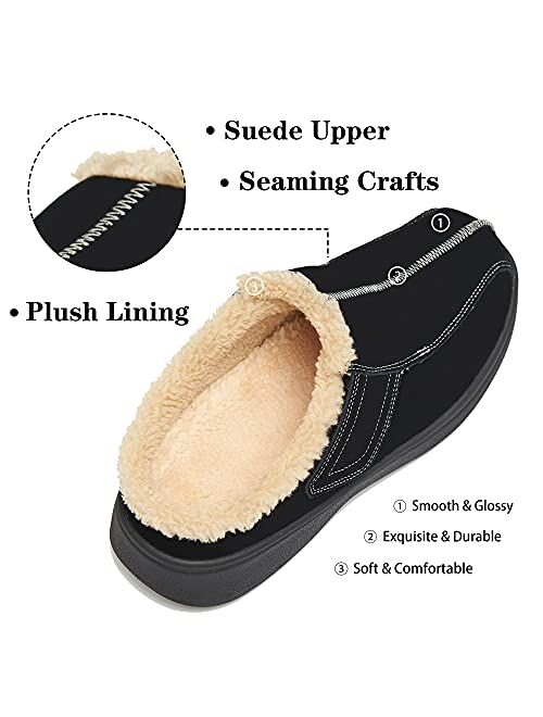Buy EVGLOW Men's Suede Leather House Slippers Arch Support Non Slip ...