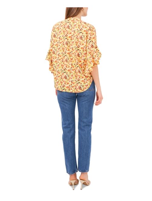 Vince Camuto Blooming Dye Flutter-Sleeve Top