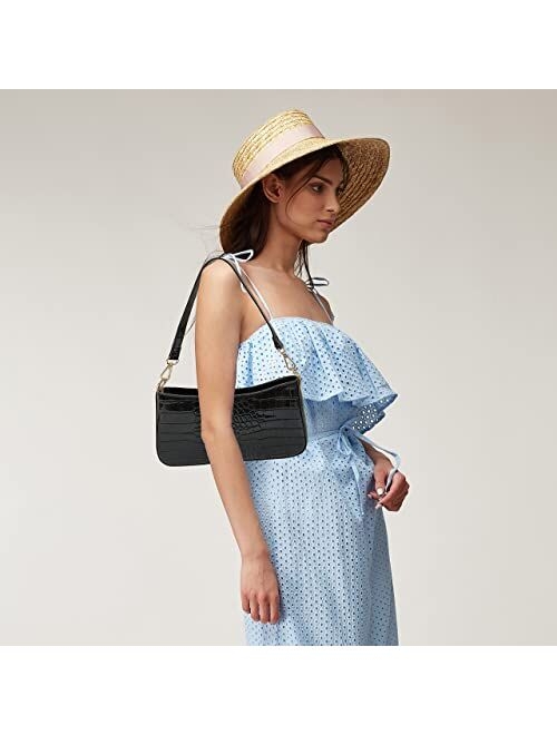 Lady Jiaying Leather Shoulder Handbag for Women with Removable Strap Clutch Purse Evening Bag