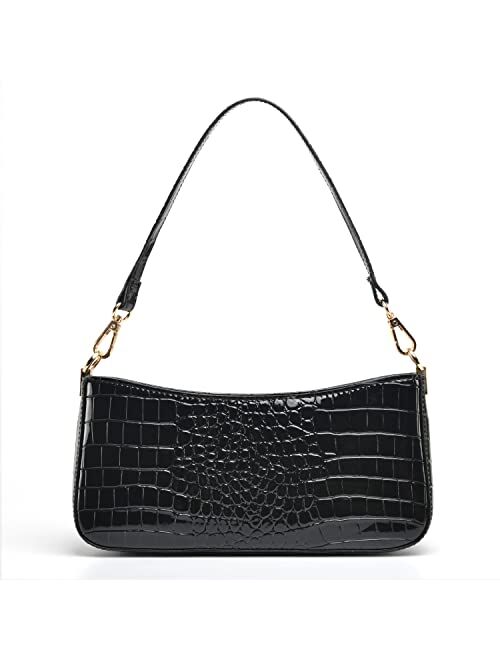 Lady Jiaying Leather Shoulder Handbag for Women with Removable Strap Clutch Purse Evening Bag