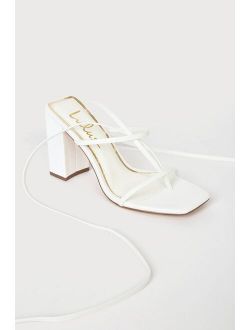 Nani White Lace-Up Valentine High Heel Sandals