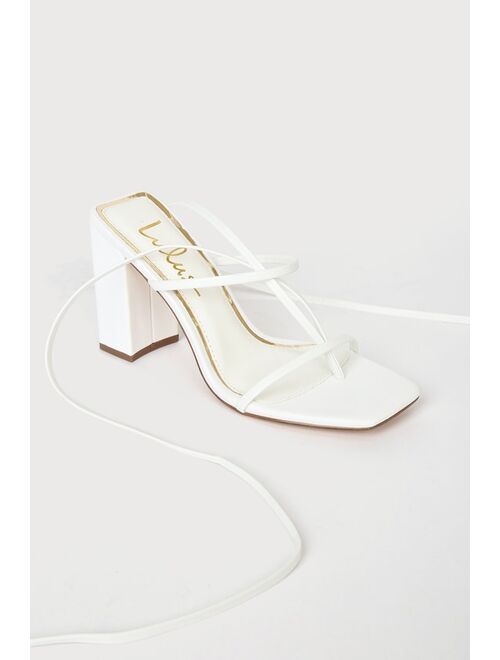 Lulus Nani White Lace-Up Valentine High Heel Sandals
