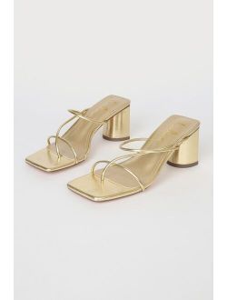 Jocelynn Gold Strappy Valentine High Heel Sandals