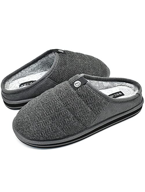 ONCAI Mens Warm Memory Foam Slippers With Arch Support,Cozy Fuzzy Lining Indoor Outdoor House Slipper For Men With Non-Slip Sole