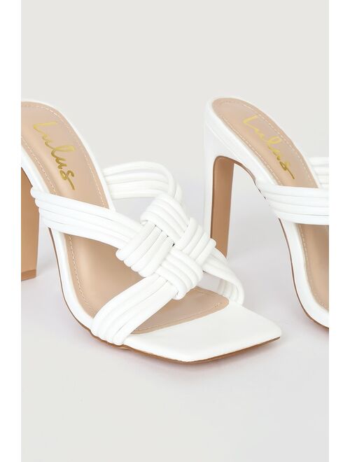 Lulus Alvana White Woven Valentine High Heel Sandals