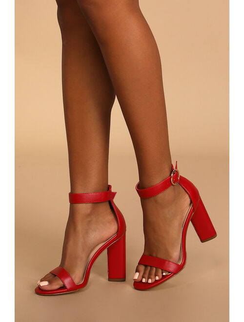 Lulus Kamali Valentine Cherry Ankle Strap Heels