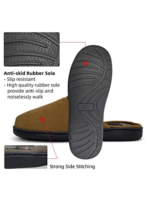ASELU Mens House Slippers Memory Foam Cozy Indoor Home Shoes Winter Bedroom Scuff Slipper With Arch Support