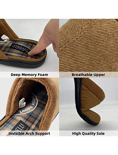 ASELU Mens House Slippers Memory Foam Cozy Indoor Home Shoes Winter Bedroom Scuff Slipper With Arch Support