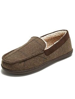 Project Titan Mens Moccasin Slippers Cozy Slip-on House Slipper with Arch Support and Fleece Lining Warm Breathable Slippers Indoor Outdoor for Men Size 8 to 13