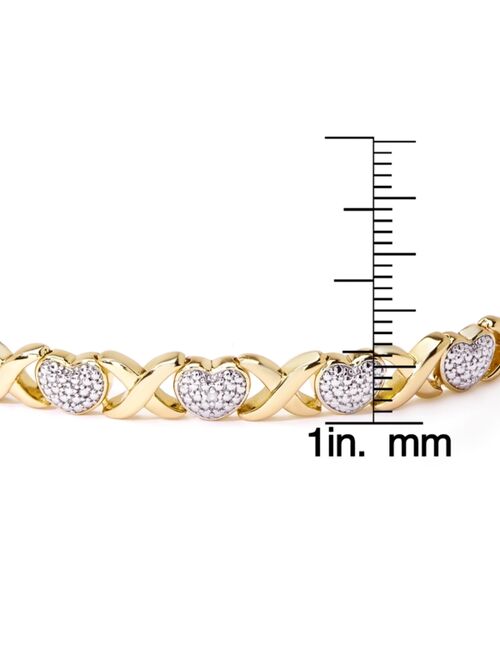 Macy's Valentine Diamond Accent Heart  X Link Bracelet in Silver Plate