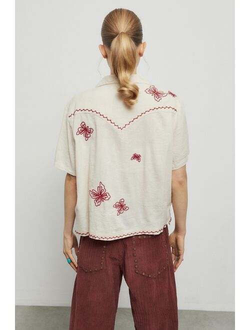 Urban Outfitters UO Eddie Valentine Embroidered Souvenir Button-Up Top