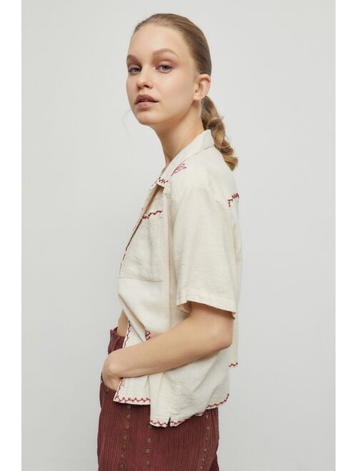 Urban Outfitters UO Eddie Valentine Embroidered Souvenir Button-Up Top