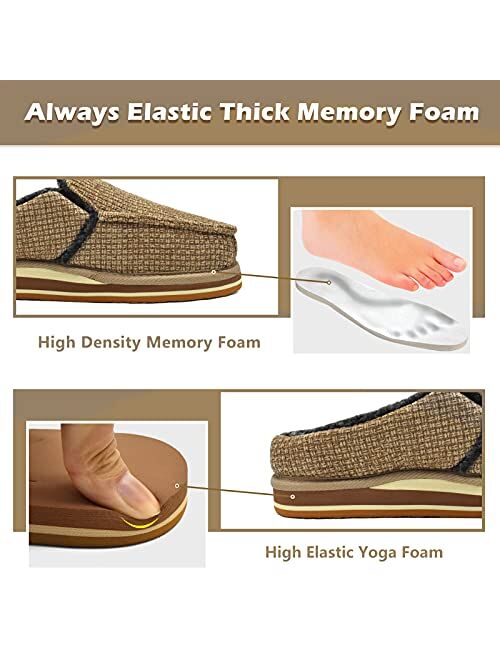 jiajiale Mens Double Memory Foam Moccasin Slippers Cozy Fuzzy Polar Fleece Slip on Warm Winter House Shoes with Arch Support Indoor Outdoor Non Slip Hard Sole