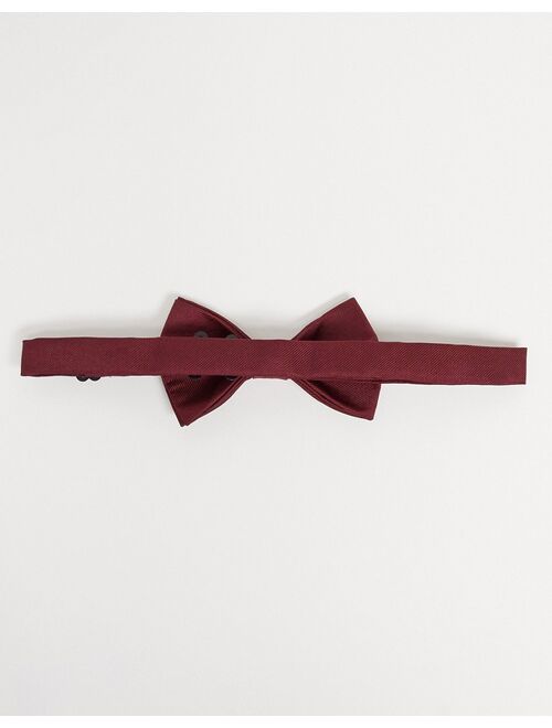 ASOS DESIGN satin valentine bow tie in burgundy