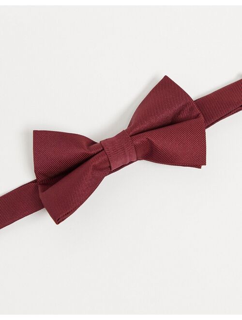 ASOS DESIGN satin valentine bow tie in burgundy