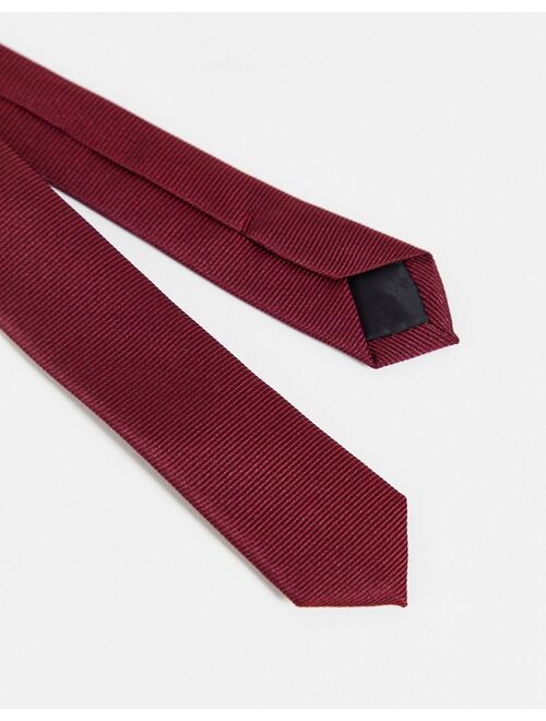 ASOS DESIGN valentine skinny tie in burgundy