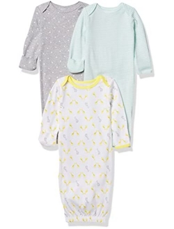 Unisex Babies' Neutral Cotton Sleeper Gown, Pack of 3