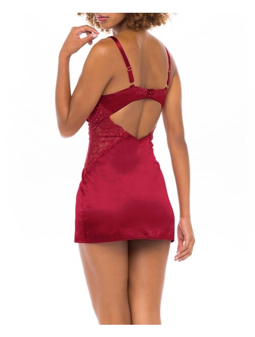 Oh La La Cheri Women's Valentine High Apex Babydoll with Deep Plunging Neckline and Lace Inserts