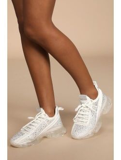 Maxima-R White Multi Valentine Rhinestone Chunky Sneakers