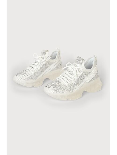 Steve Madden Maxima-R White Multi Valentine Rhinestone Chunky Sneakers