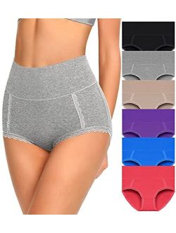 Misswho Cotton High Waisted Soft Womens Underwear Breathable Panties, Multipack