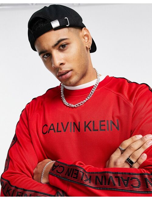 Calvin Klein valentine Performance front and side taping logo sweatshirt in red